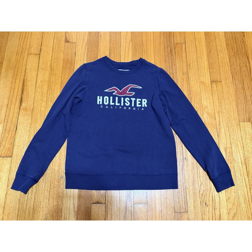 Hollister California Womens Blue Embroidered Crewneck Sweatshirt Size S